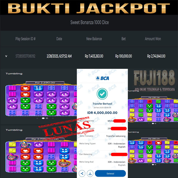 Bukti Kemenangan Sweet Bonanza 1000 Dice