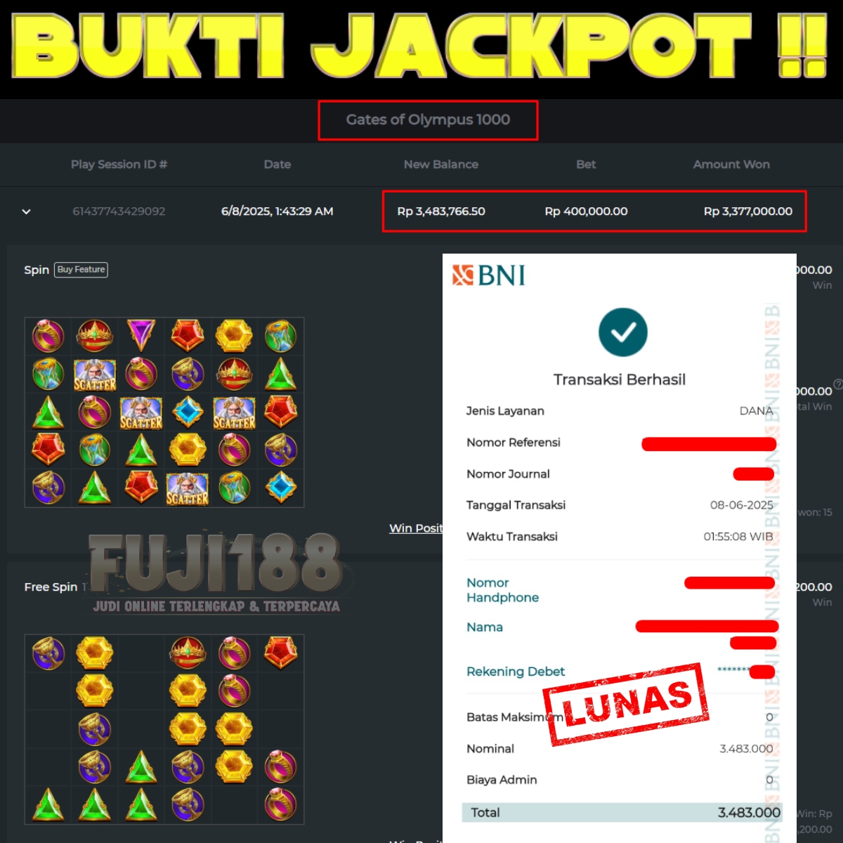 Bukti Kemenangan Gates of Olympus 1000 – PRAGMATIC PLAY
