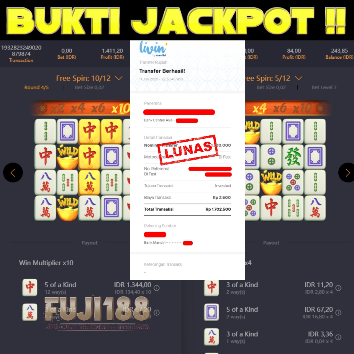 Bukti kemenangan MAHJONG WAYS – PG SOFT