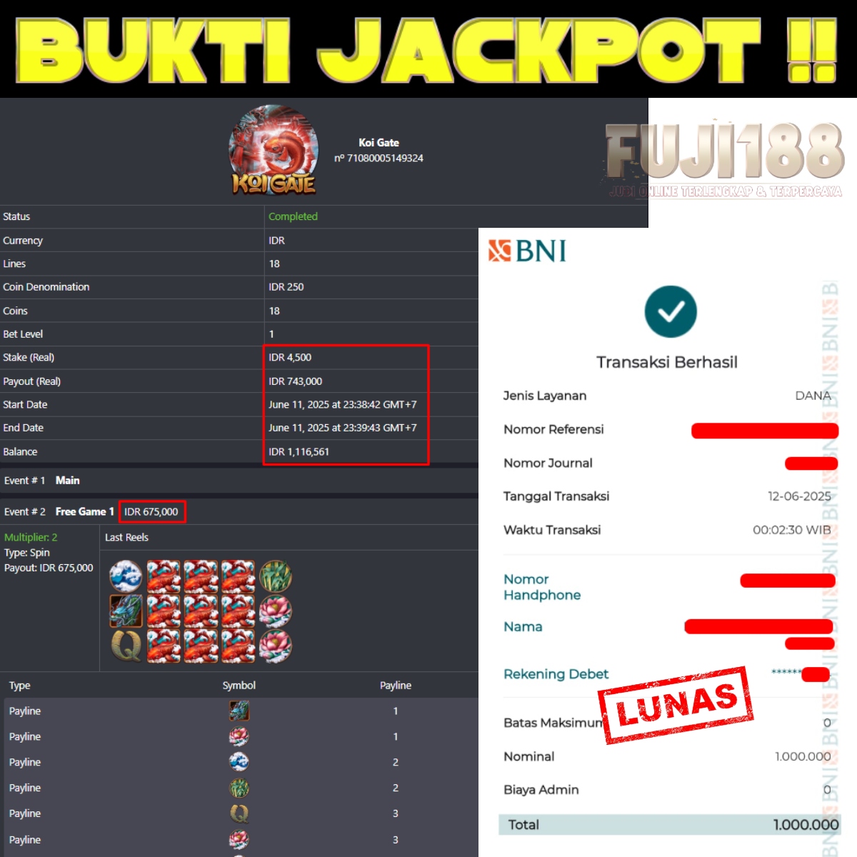 Bukti kemenangan KOI GATE – HABANERO