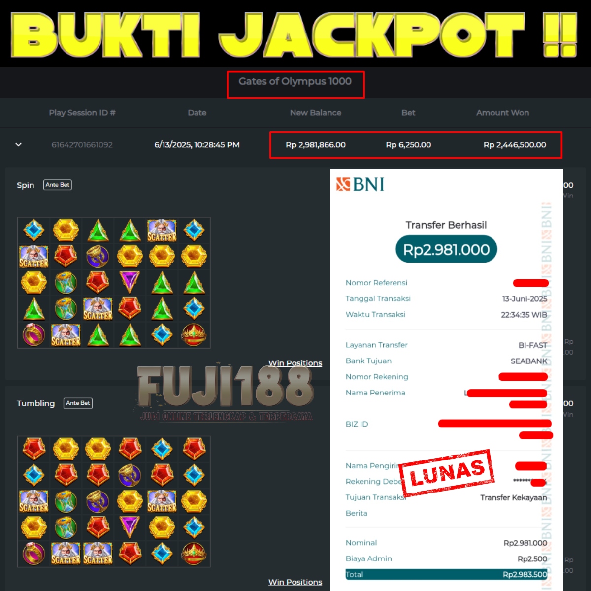 Bukti Kemenangan Gates of Olympus 1000 – PRAGMATIC PLAY
