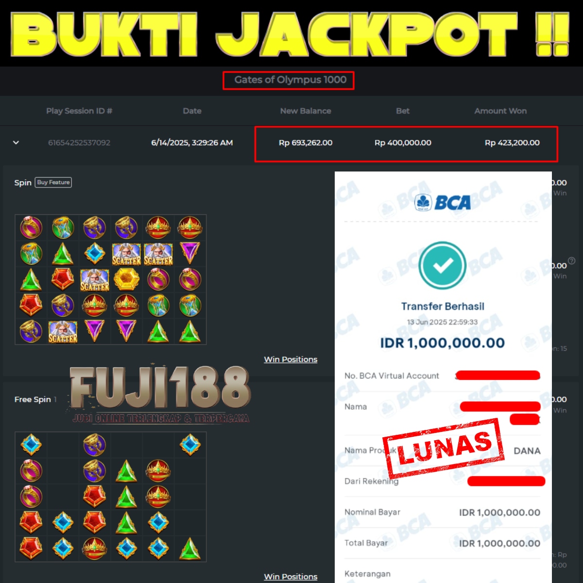 Bukti Kemenangan Gates of Olympus 1000 – PRAGMATIC PLAY