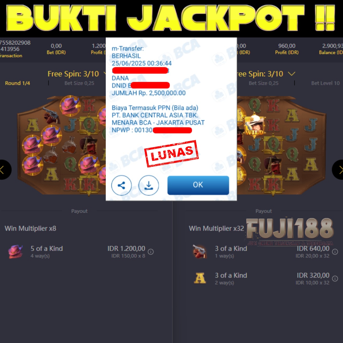 Bukti Kemenangan WILD BOUNTY SHOWDOWN – PG SOFT