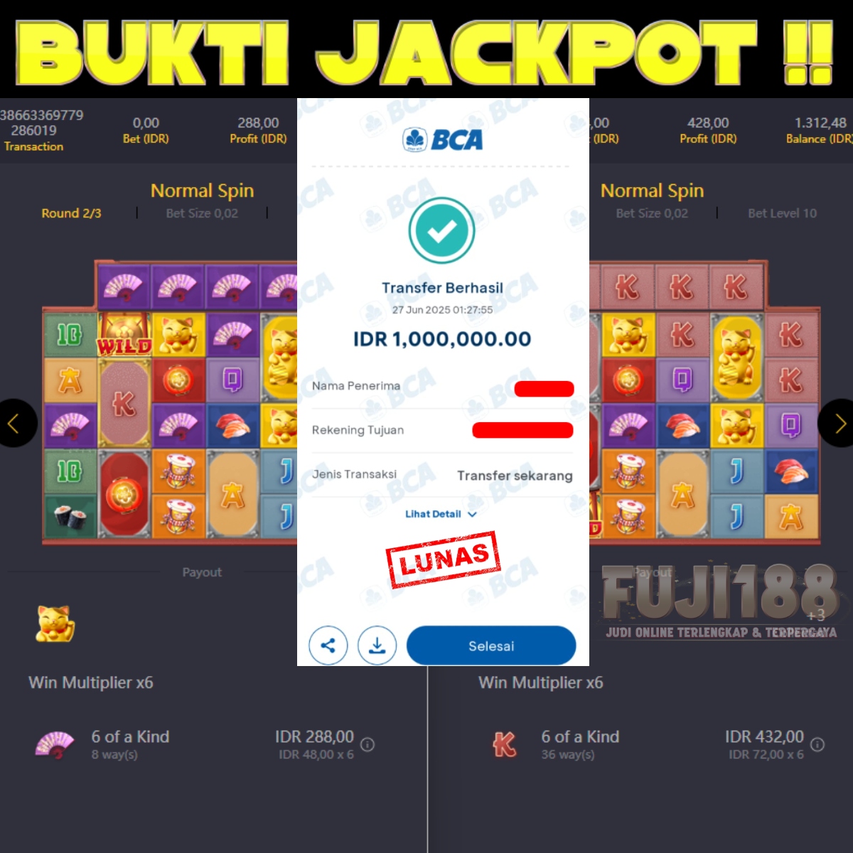 Bukti Kemenangan LUCKY NEKO – PG SOFT