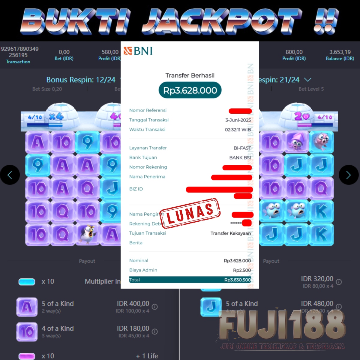 Bukti Kemenangan The Great Icescape – PG SOFT
