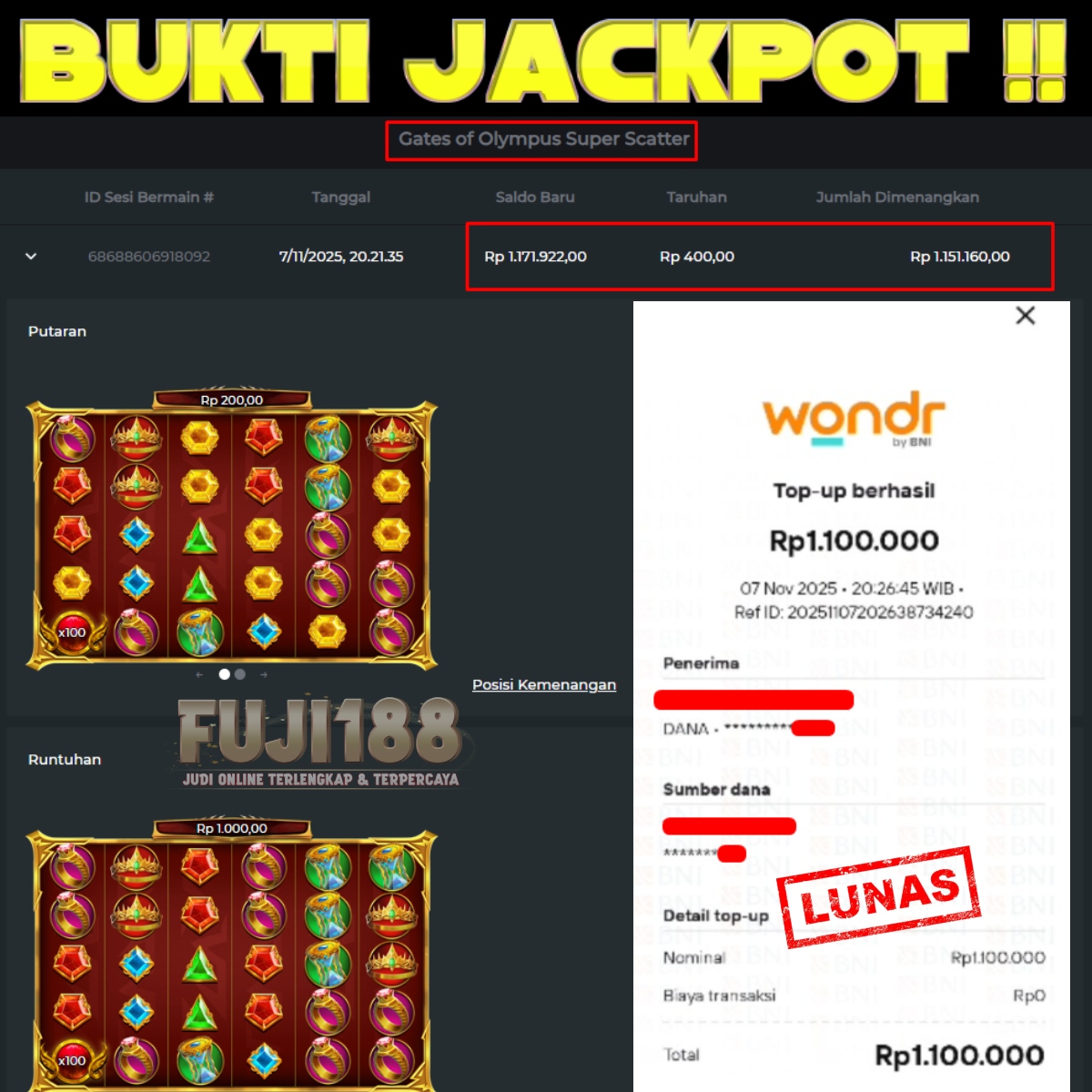 Bukti Kemenangan Gates of Olympus Super Scatter