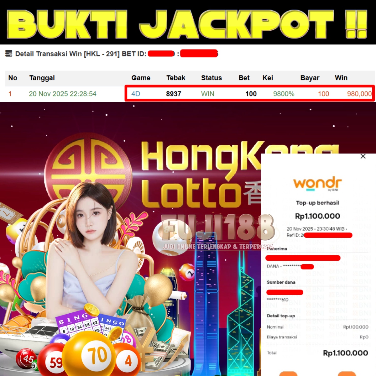 Bukti Kemenangan HONGKONG LOTTO