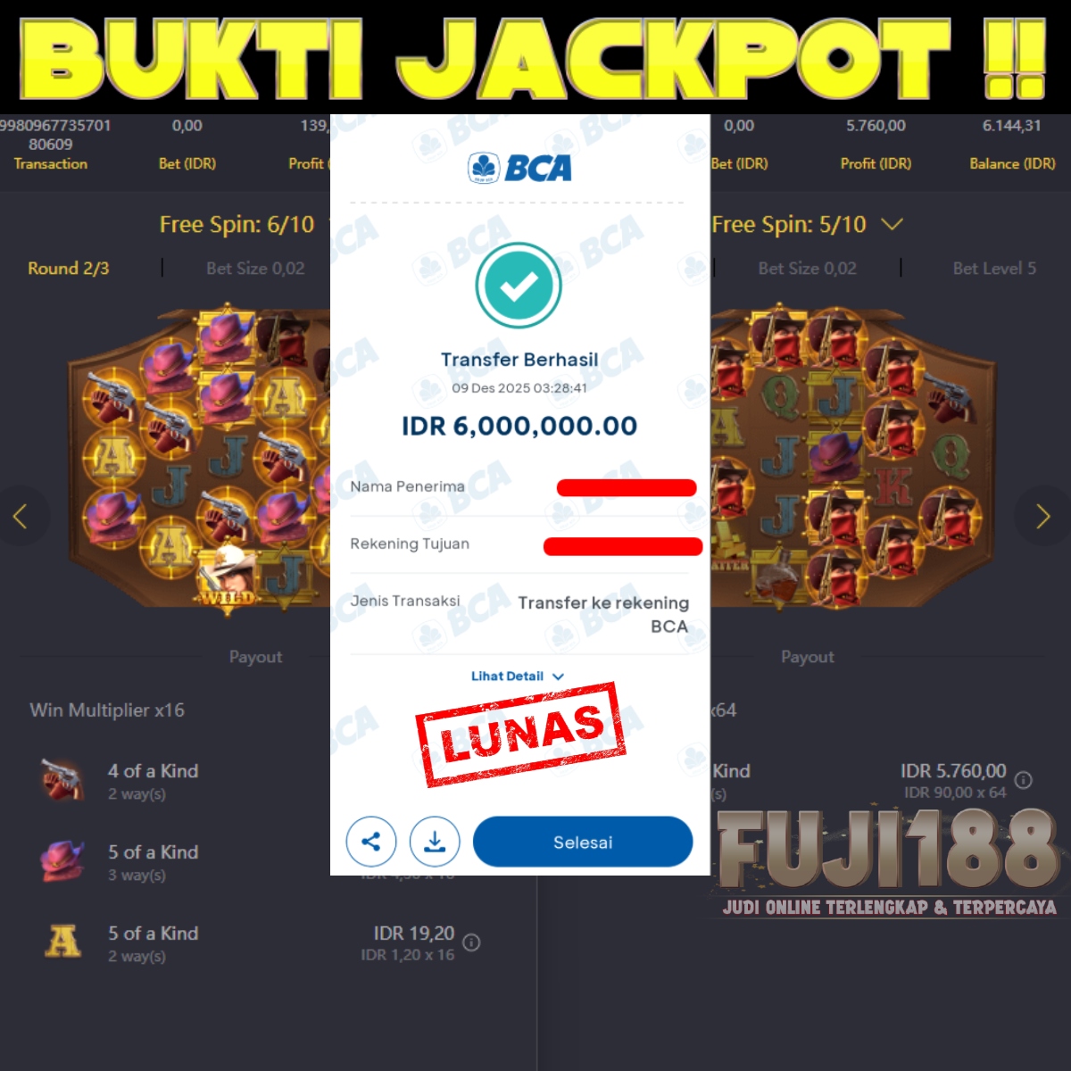 Bukti Kemenangan WILD BOUNTY SHOWDOWN – PG SOFT