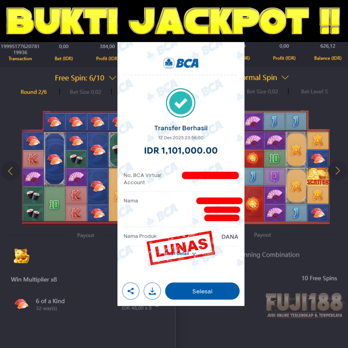 Bukti Kemenangan LUCKY NEKO – PG SOFT