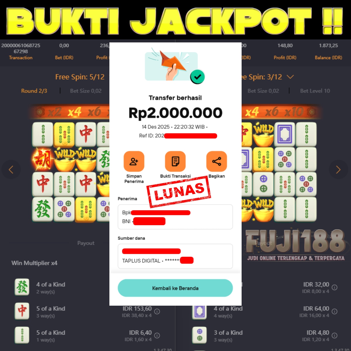 Bukti Kemenangan MAHJONG WAYS 2 – PG SOFT