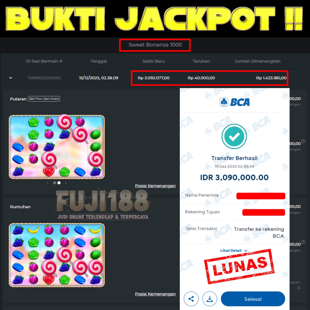 Bukti Kemenangan Sweet Bonanza 1000 – PRAGMATIC PLAY