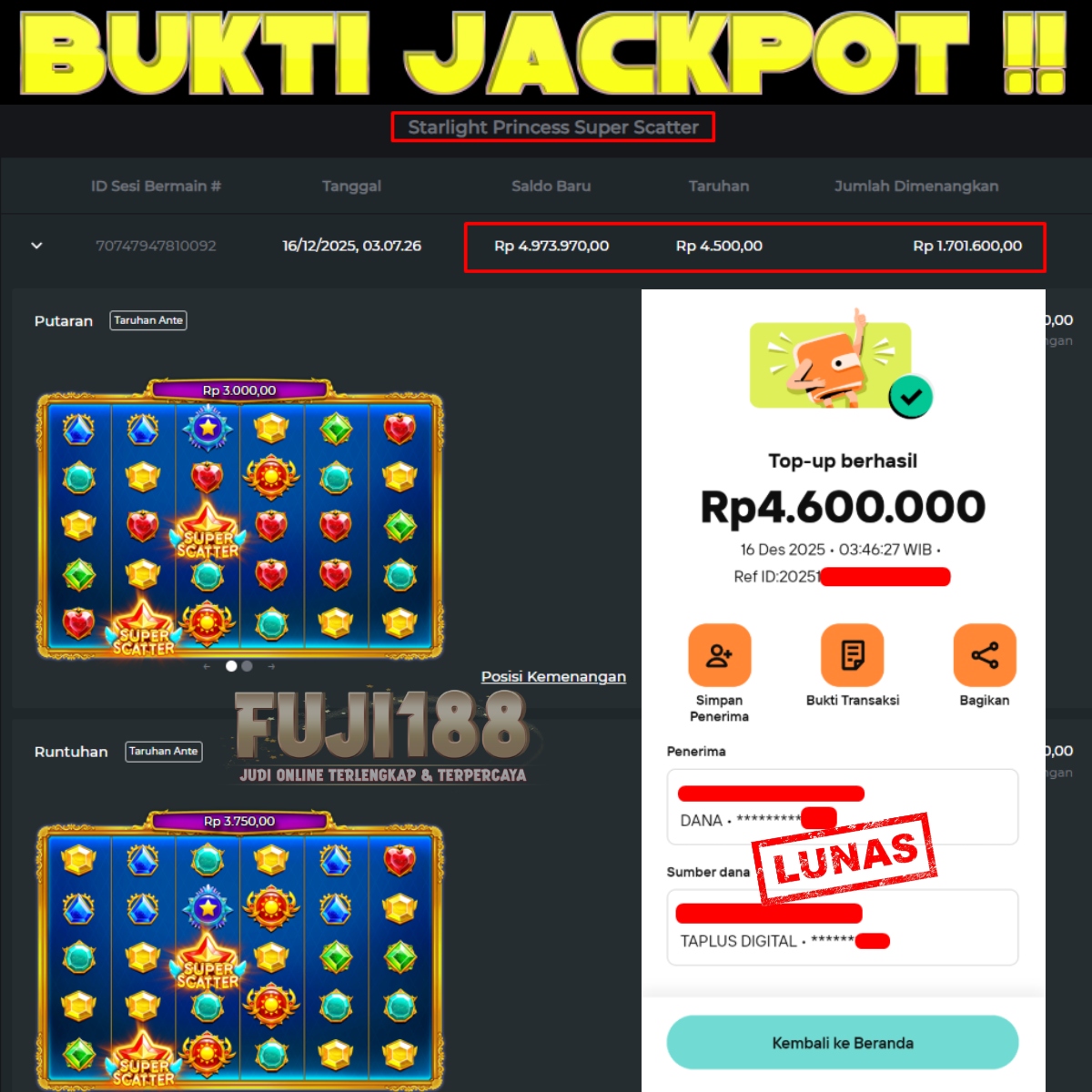 Bukti Kemenangan Mahjong Wins 3 – Black Scatter – PRAGMATIC PLAY