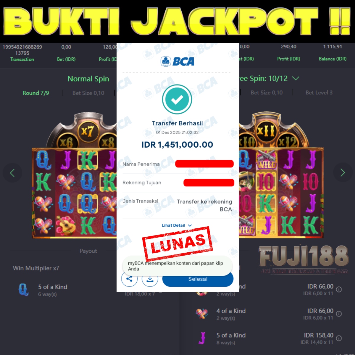 Bukti Kemenangan di Fuji188 – PG SOFT : WILD BANDITO